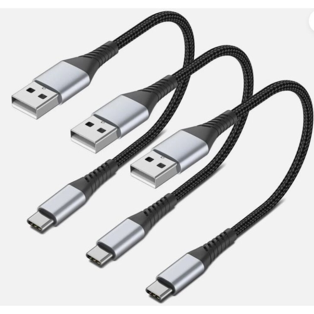 USB C Charger Cables - 3 Pack - 1 Foot - USB A to USB C